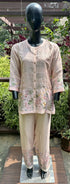 Cotton Silk Embroidered Cord Set Old Rose
