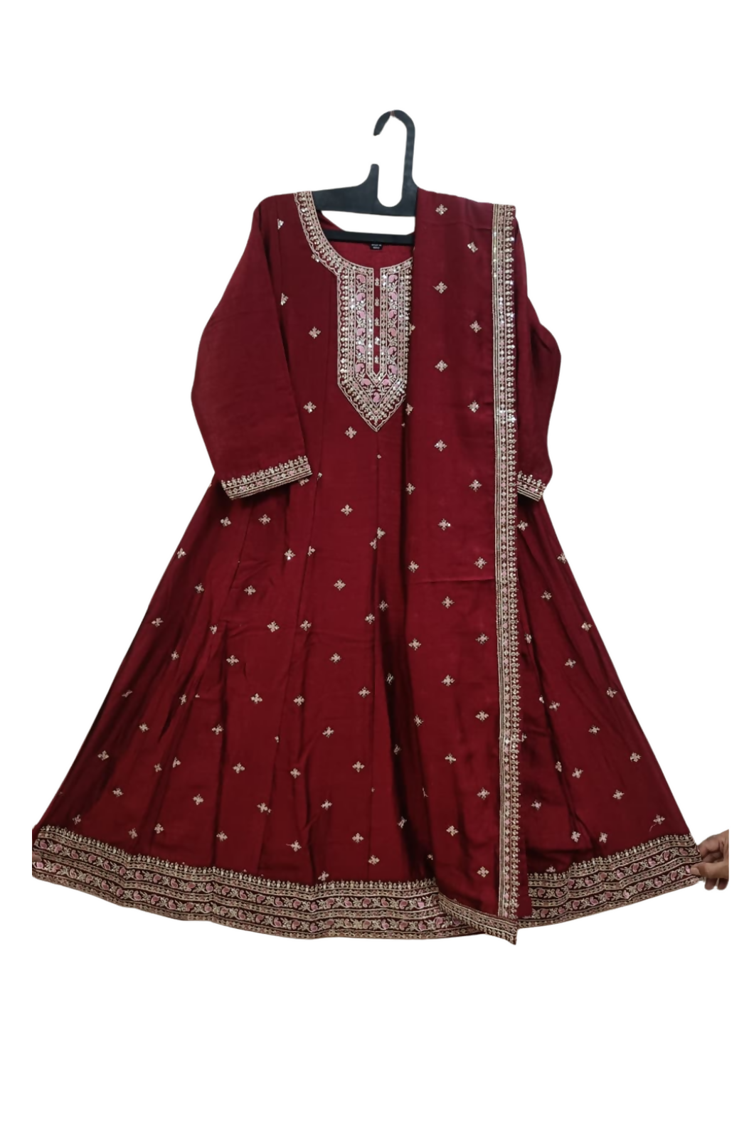 Chocolate Cosmos Anarkali Churidar Suit-2