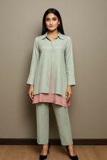Olive Green Georgette Tunic with old rose inner