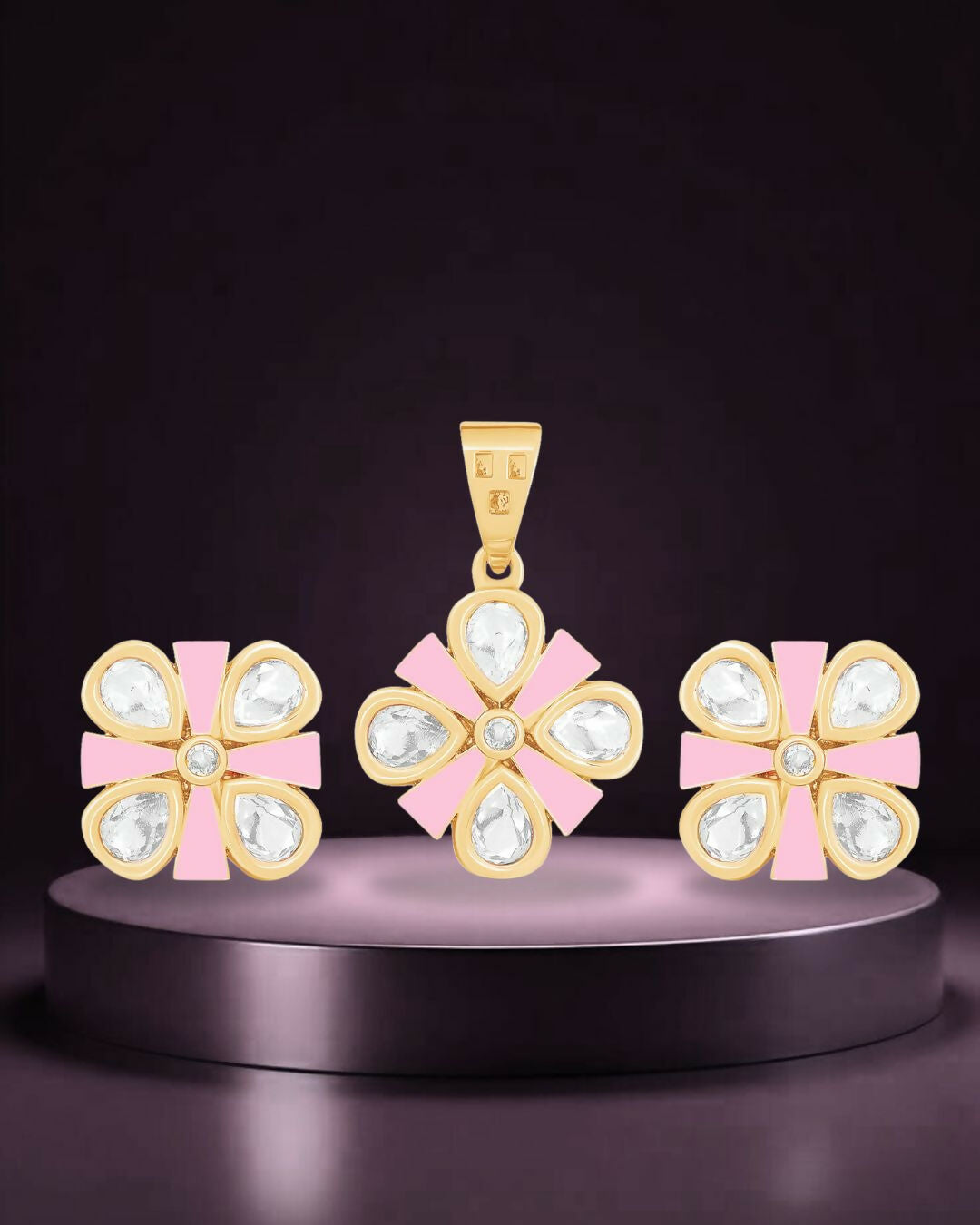 Blush Bloom Teardrop Pendant Set in Gold Finish - Sitarahub Sitarahub,