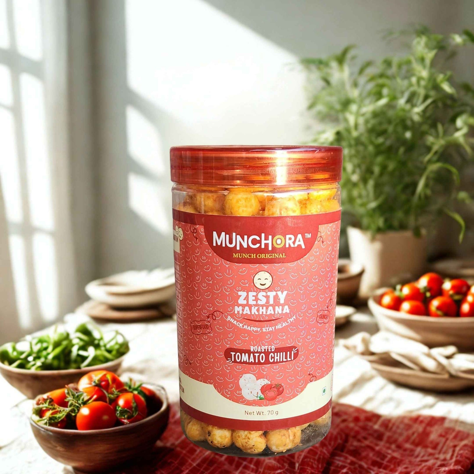 Munchora Zesty Makhana – Tomato & Chilli | Healthy Roasted Foxnuts