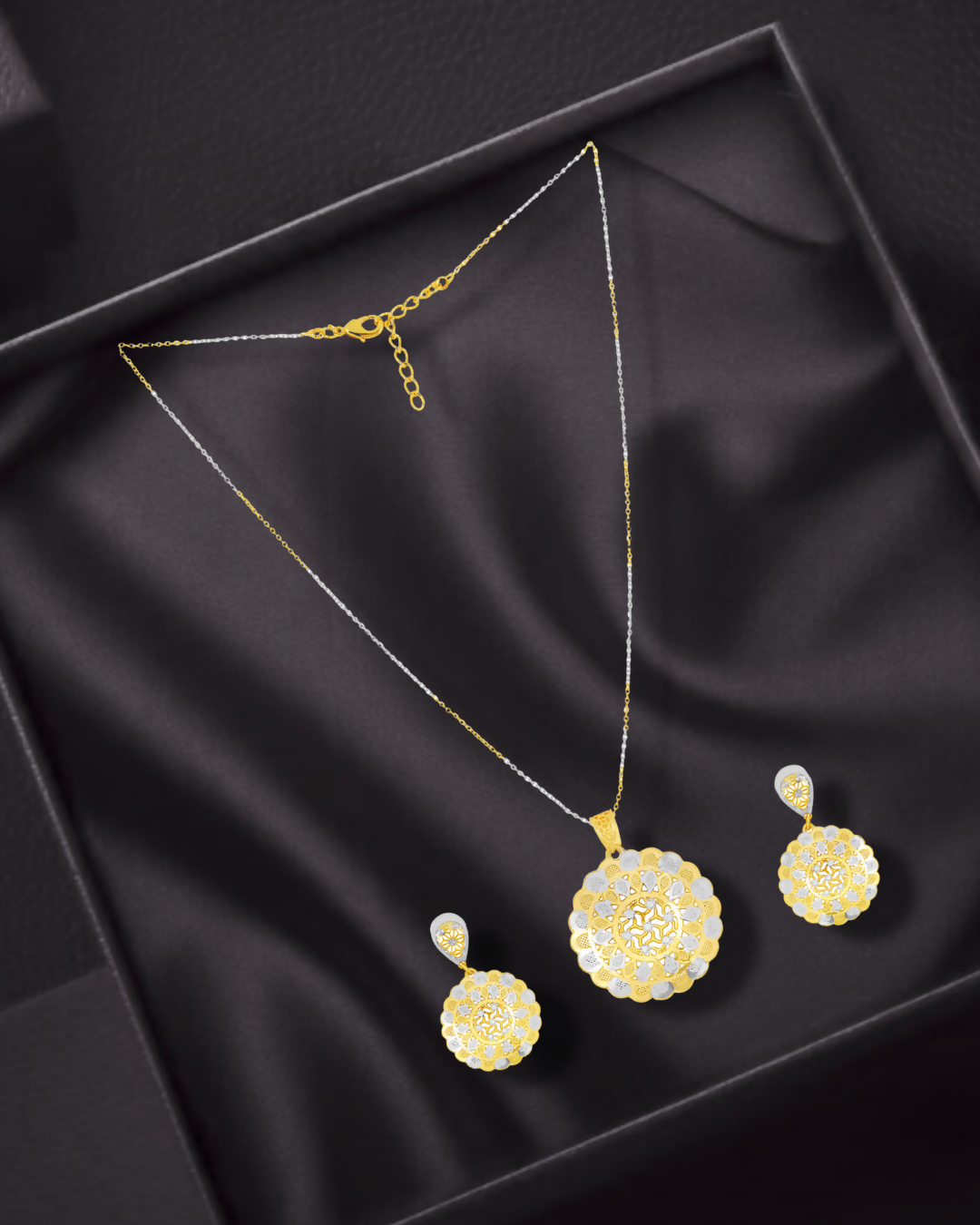 Radiant Dual-Tone Round Chain Pendant Set - Sitarahub Sitarahub,