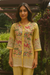 Cotton Silk Embroidered Cord Set Yellow