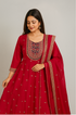 Jester Red Anarkali Churidar Suit-2