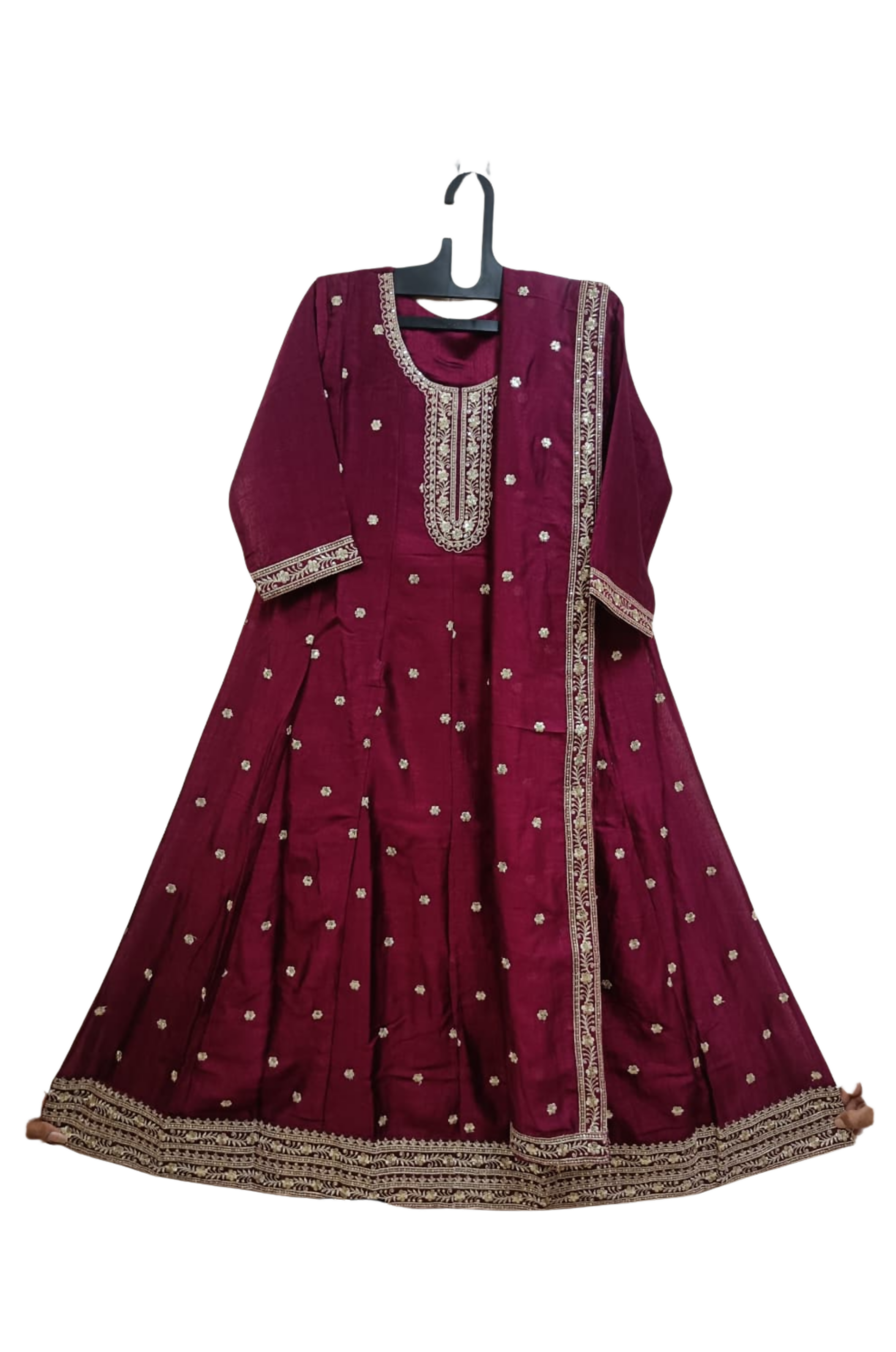 Deep Claret Anarkali Churidar Suit
