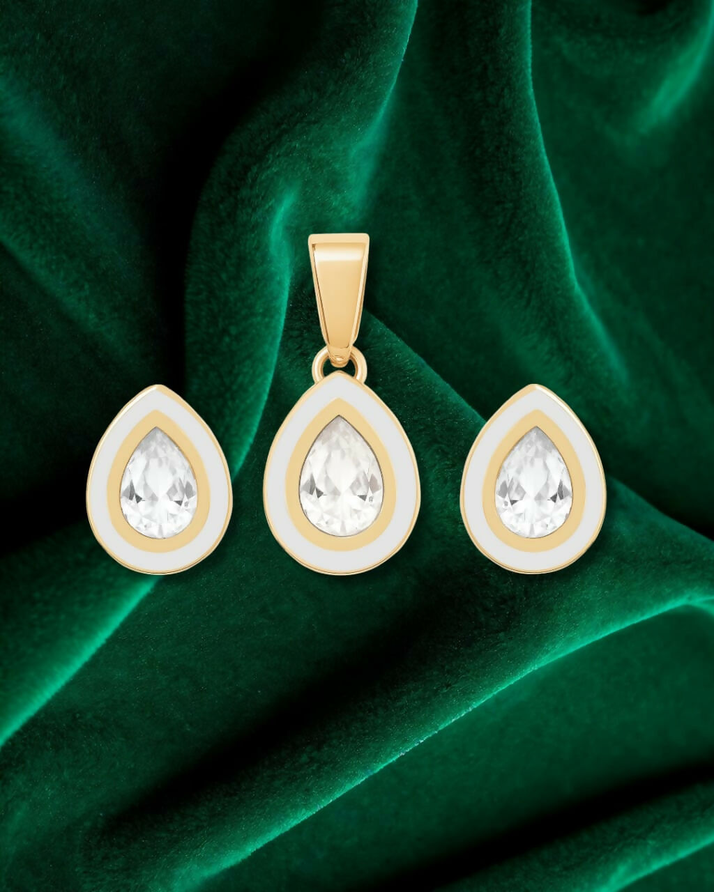 Classic Dewdrop Crystal Pendant Set with Earrings - Sitarahub Sitarahub,