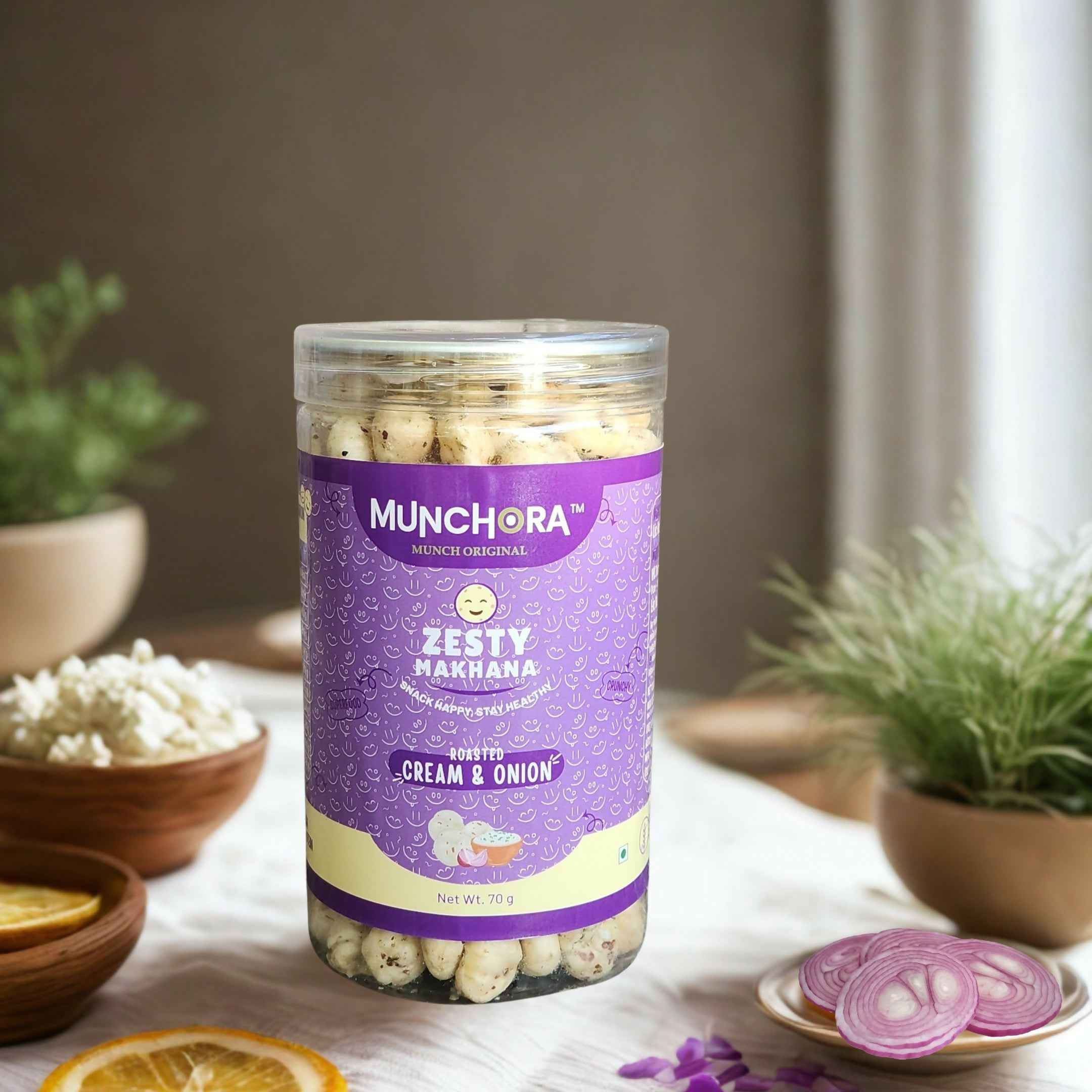 Munchora Zesty Makhana – Cream & Onion | Healthy Roasted Foxnuts