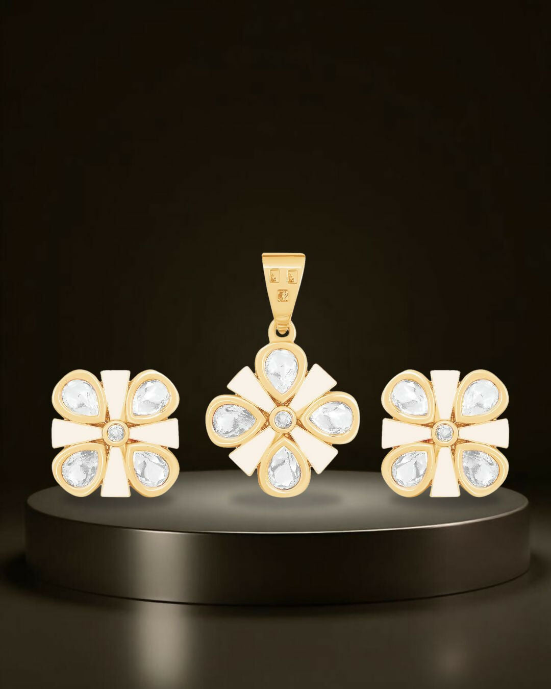 Blush Bloom Teardrop Pendant Set in Gold Finish - Sitarahub Sitarahub,