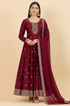 Deep Claret Anarkali Churidar Suit-2