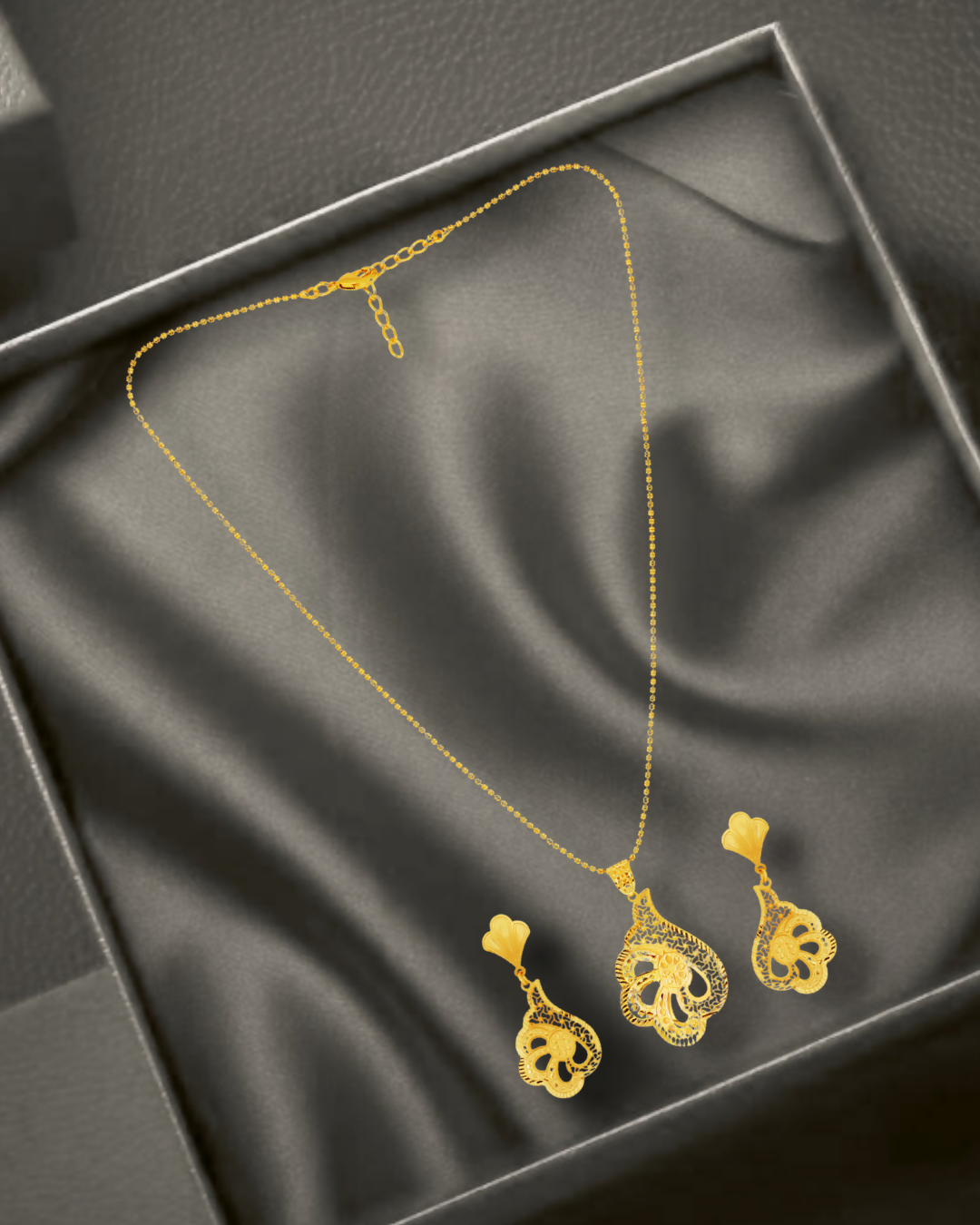 Elegant Gold-Toned Paisley Pendant Set with Earrings - Sitarahub Sitarahub,