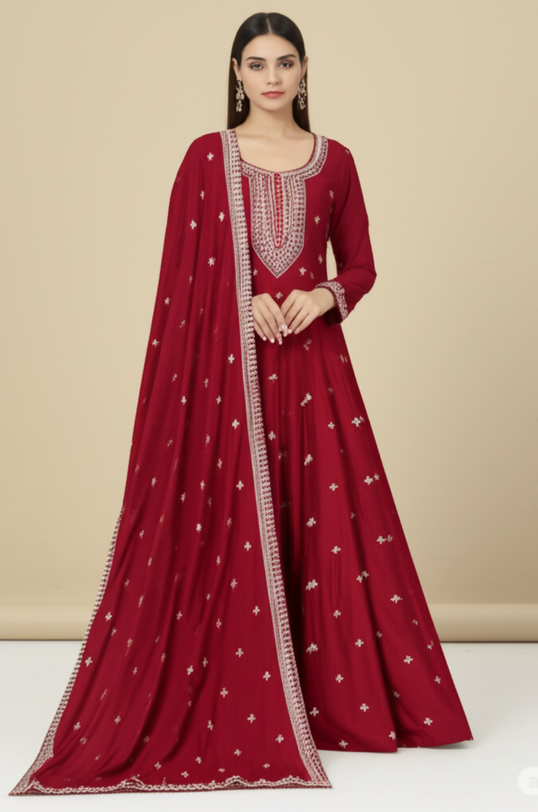 Chocolate Cosmos Anarkali Churidar Suit