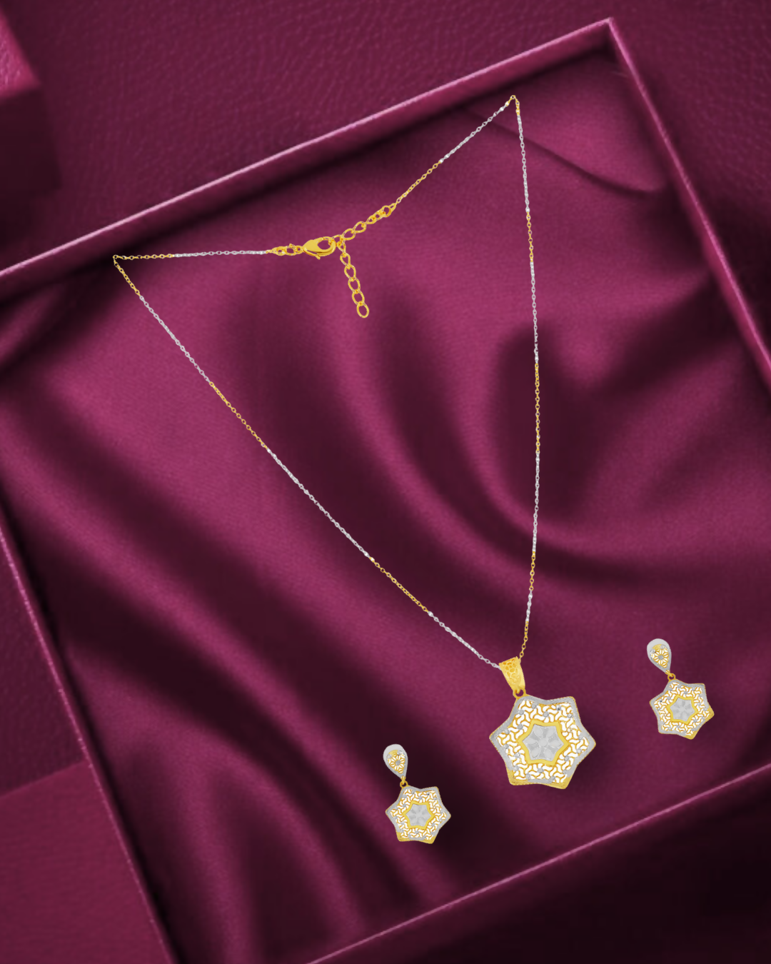 Elegant Dual-Tone Star Motif Pendant Set - Sitarahub Sitarahub,