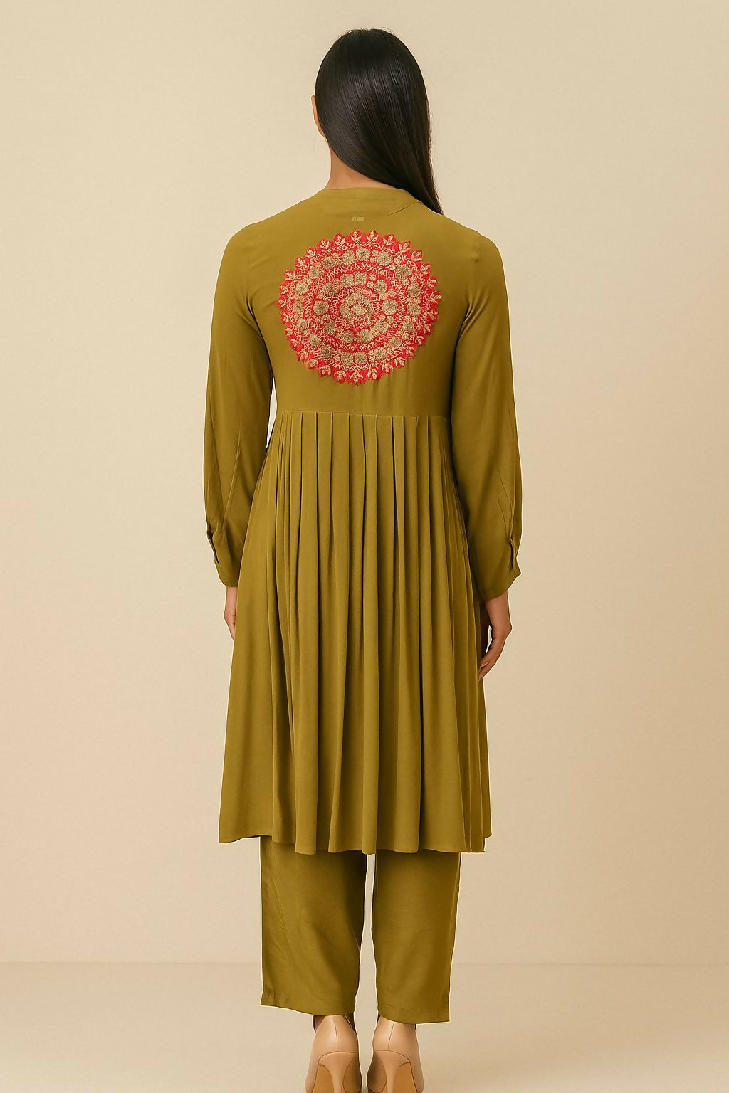 Mehandi Green Pintuck Georgette Shirt - Sitarahub Sitarahub,
