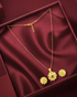 Antique Gold Pendant Set with Stud Earrings - Sitarahub Sitarahub,