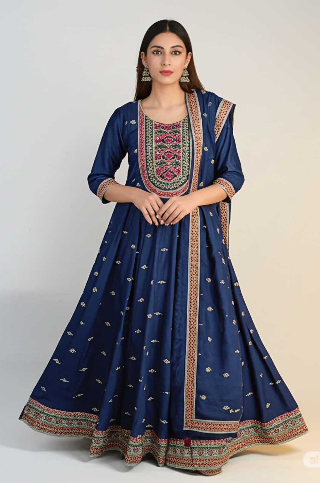 Blue Lobelia Anarkali Churidar Suit