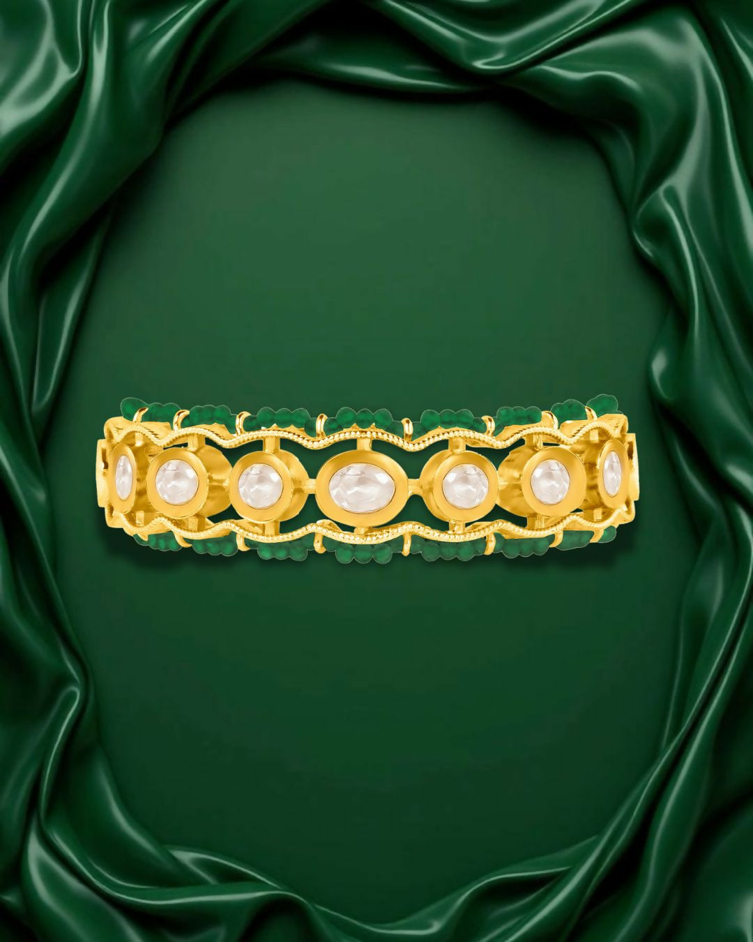 Elegant Kundan & Ruby Work Gold-Plated Moti Kada - Sitarahub Sitarahub,