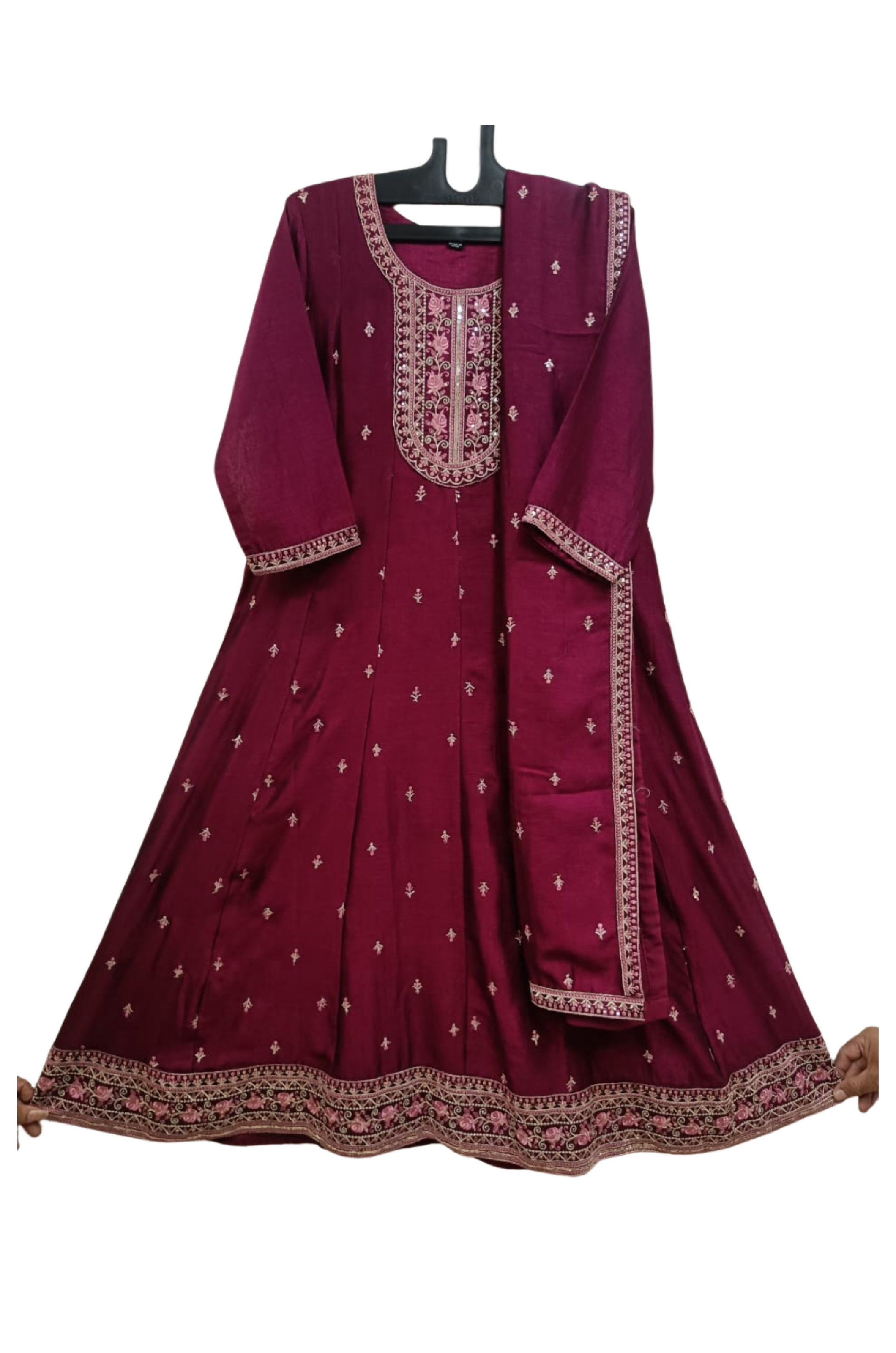 Deep Maroon Anarkali Churidar Suit-2
