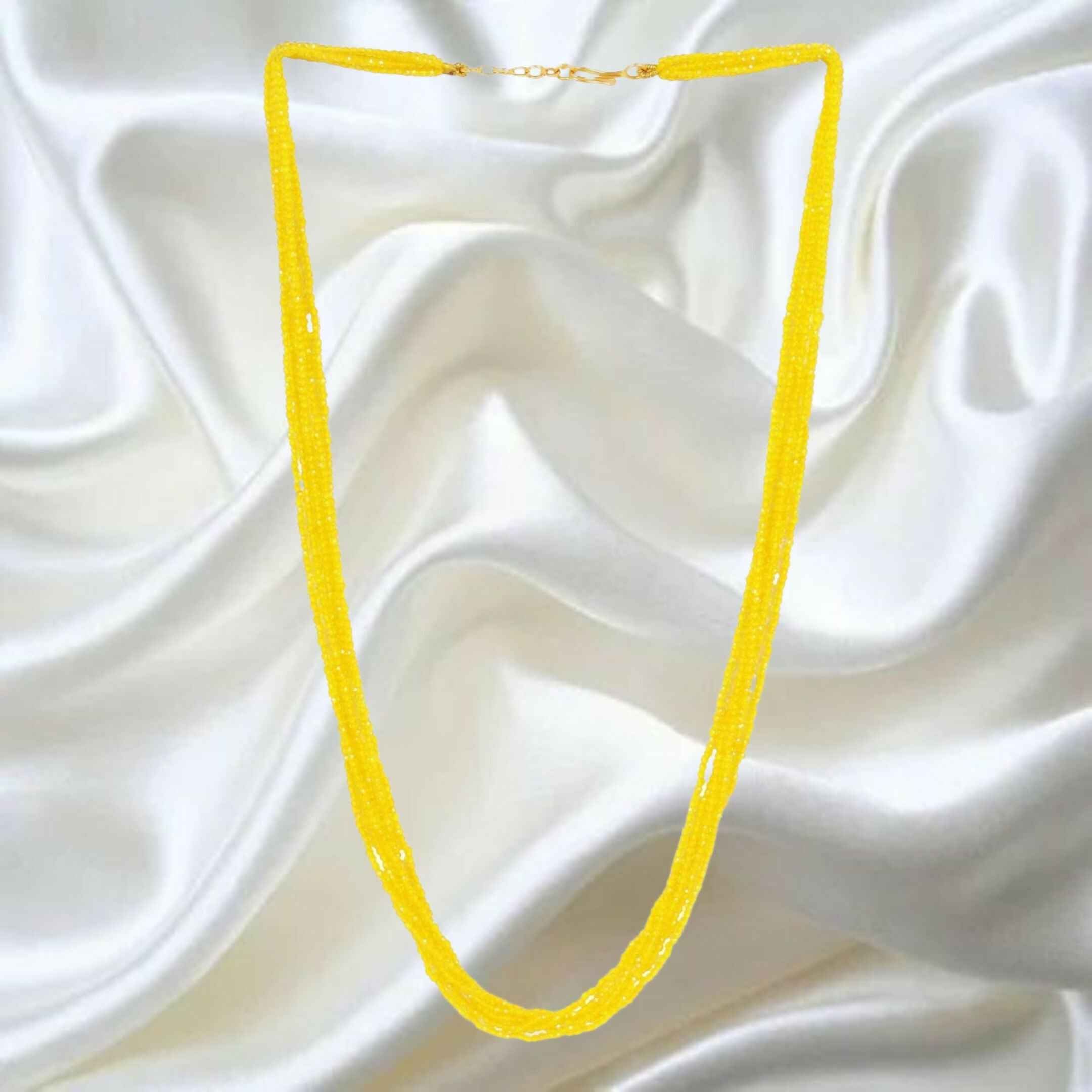 Yellow Hydro Bead Multi Strand Mala